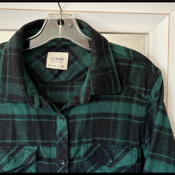 Ci Sono Plaid Collection Women Green Shirt - Picture 13 of 15